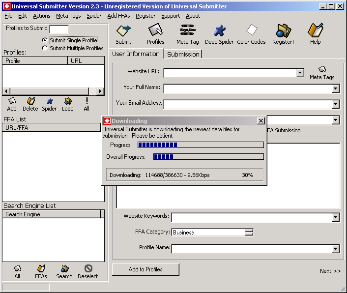 Universal Submitter Screenshot